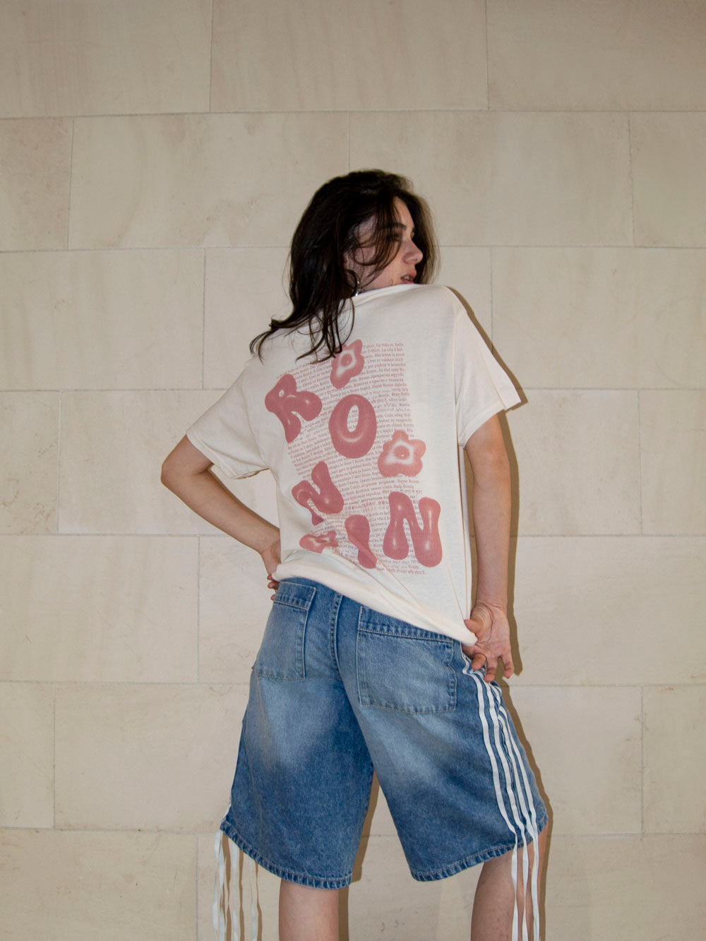 T-shirt 3D - Blanc cassé/Vieux Rose