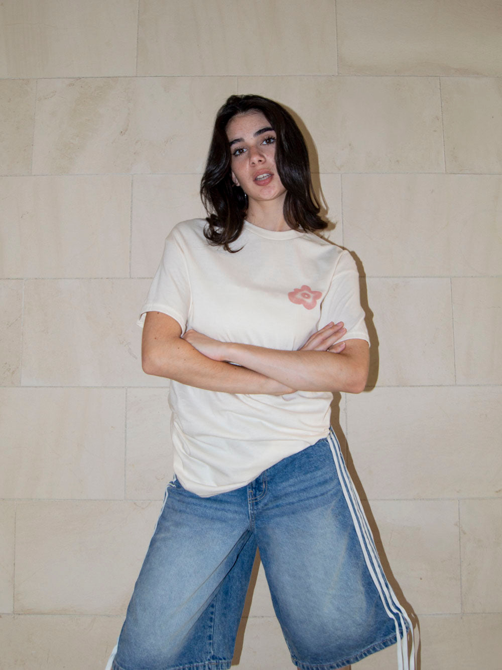 T-shirt 3D - Blanc cassé/Vieux Rose