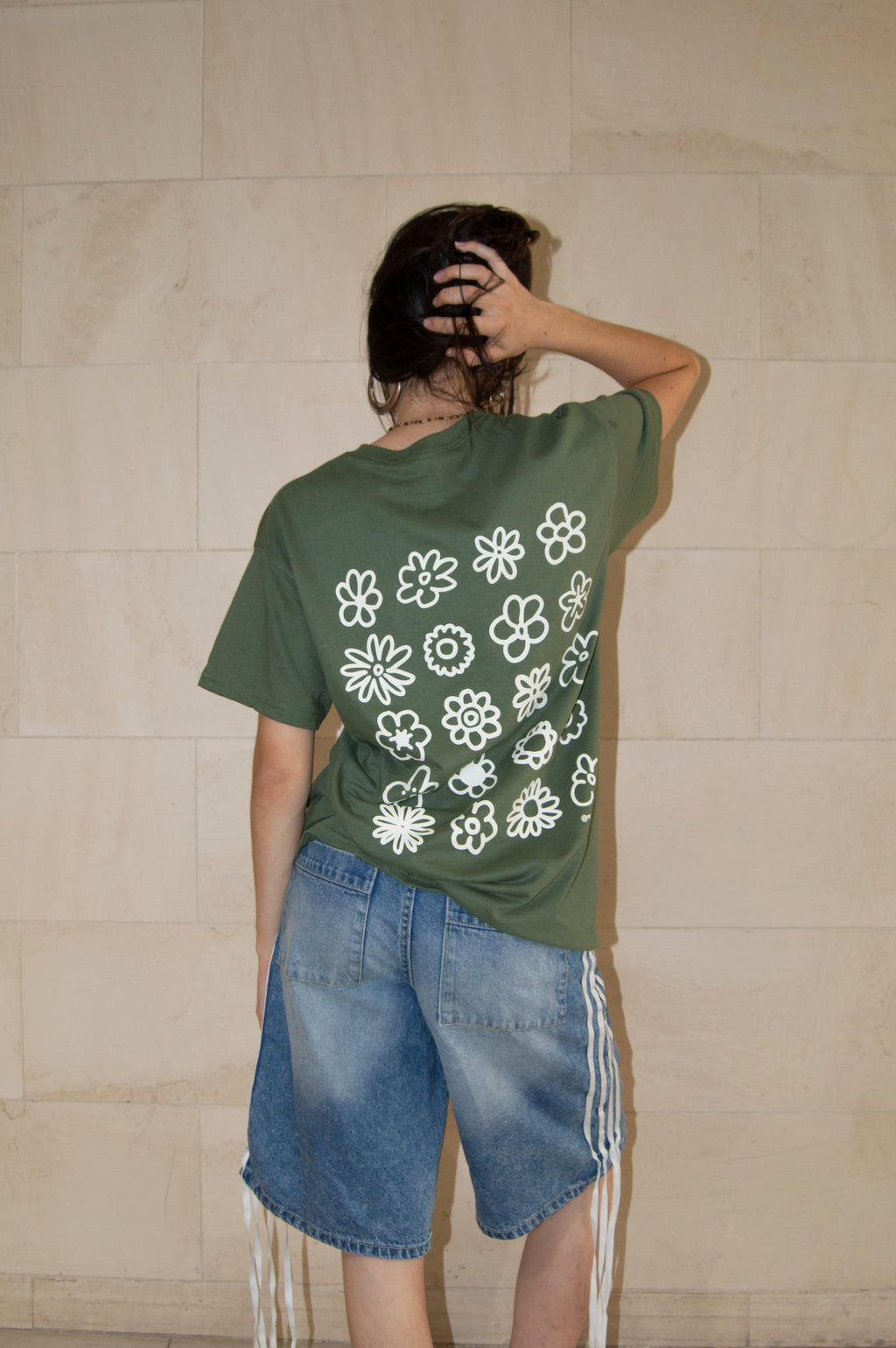 T-shirt Multi Fleurs - Kaki/Crème