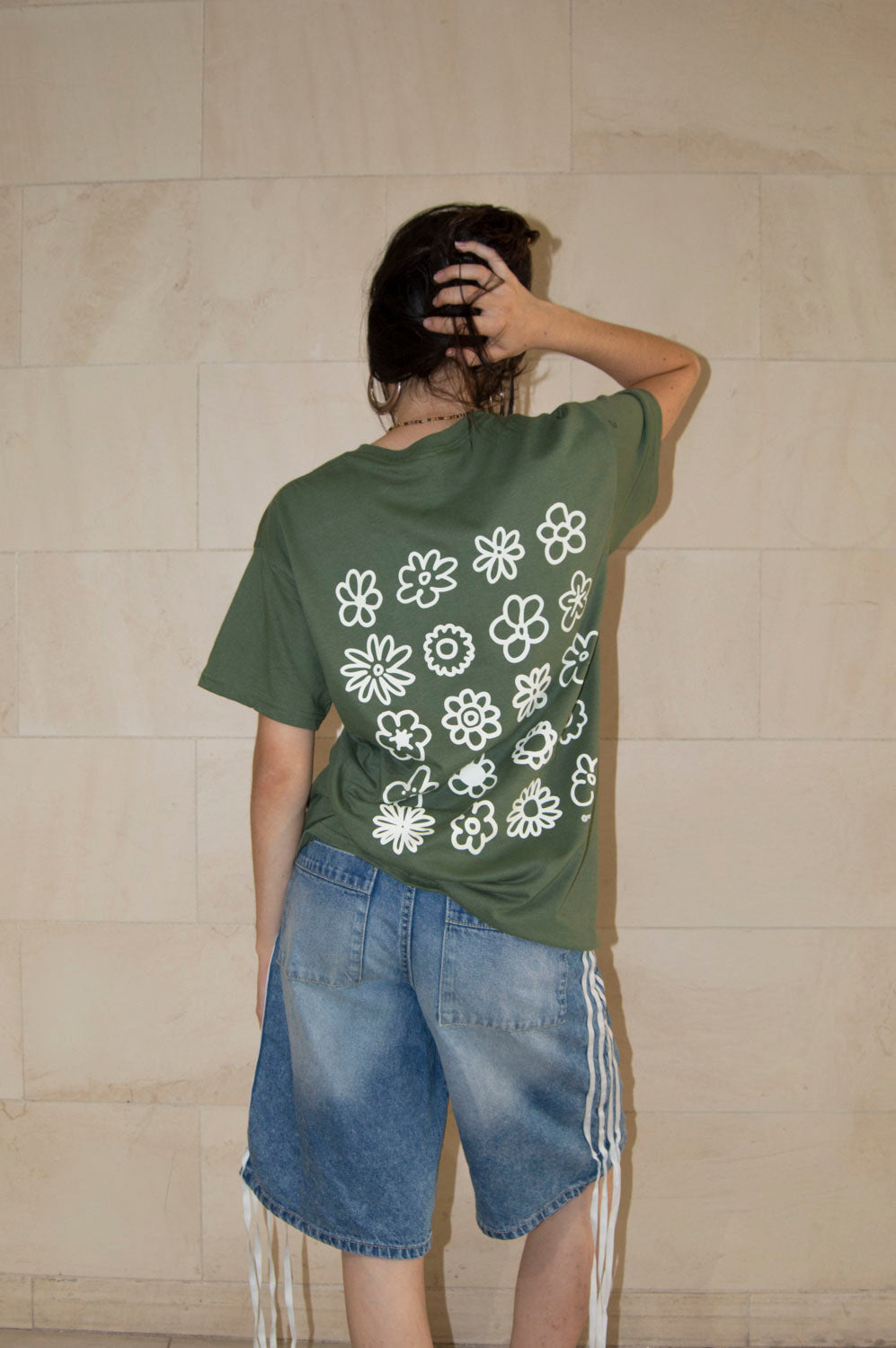 T-shirt Multi Fleurs - Kaki/Blanc cassé