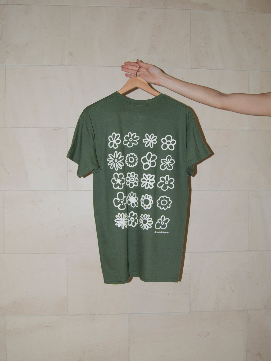 T-shirt Multi Fleurs - Kaki/Crème