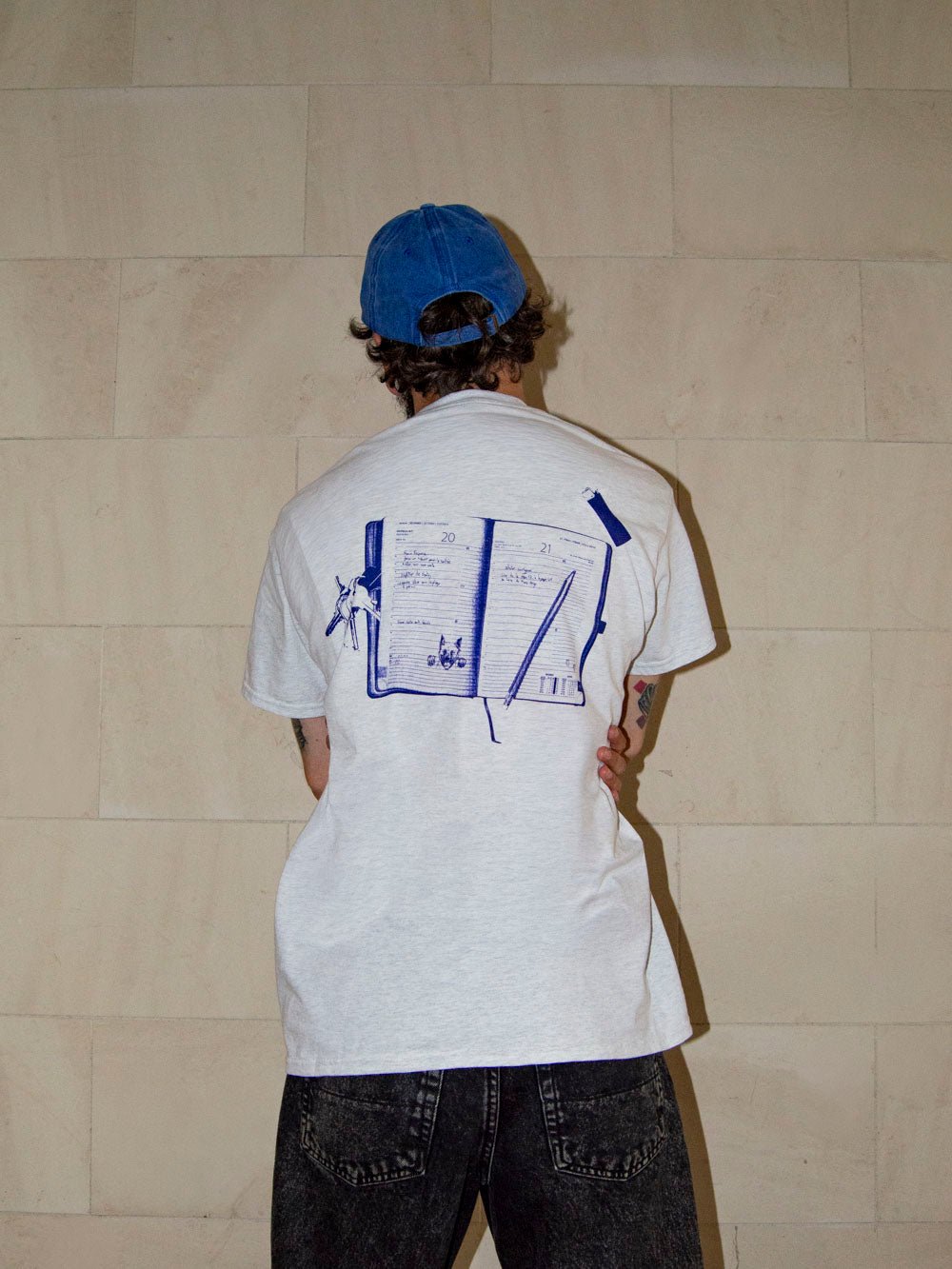 T-shirt Rentrée  - Gris chiné/Bleu marine