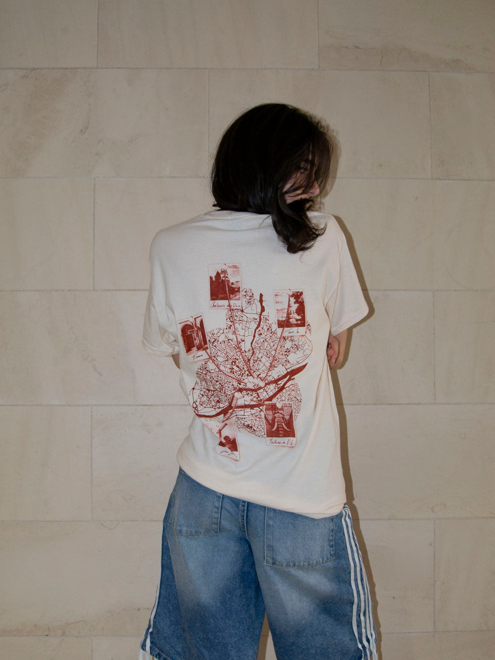 T-shirt Carte de Nantes - Blanc cassé/Chocolat