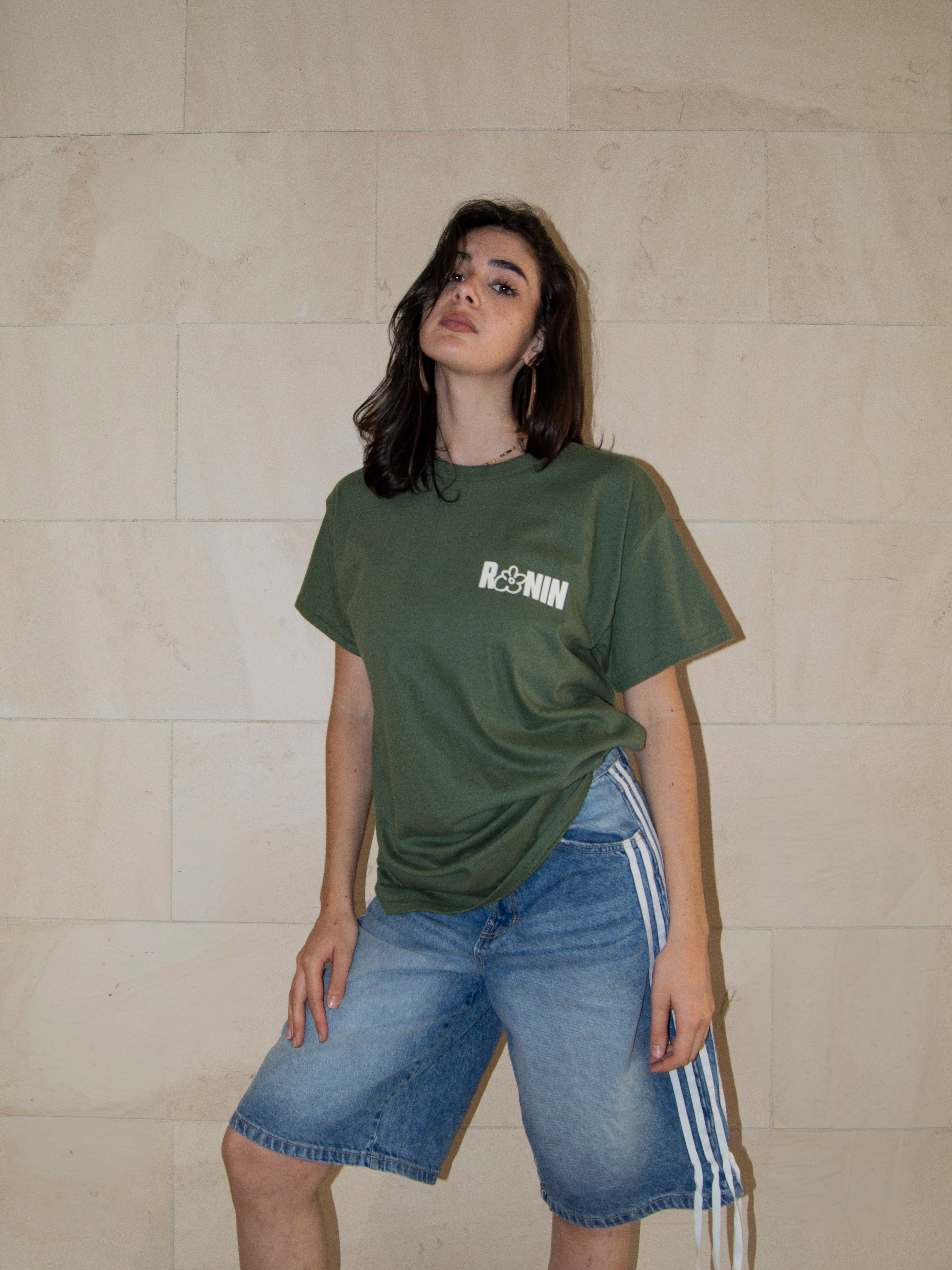 T-shirt Multi Fleurs - Kaki/Crème