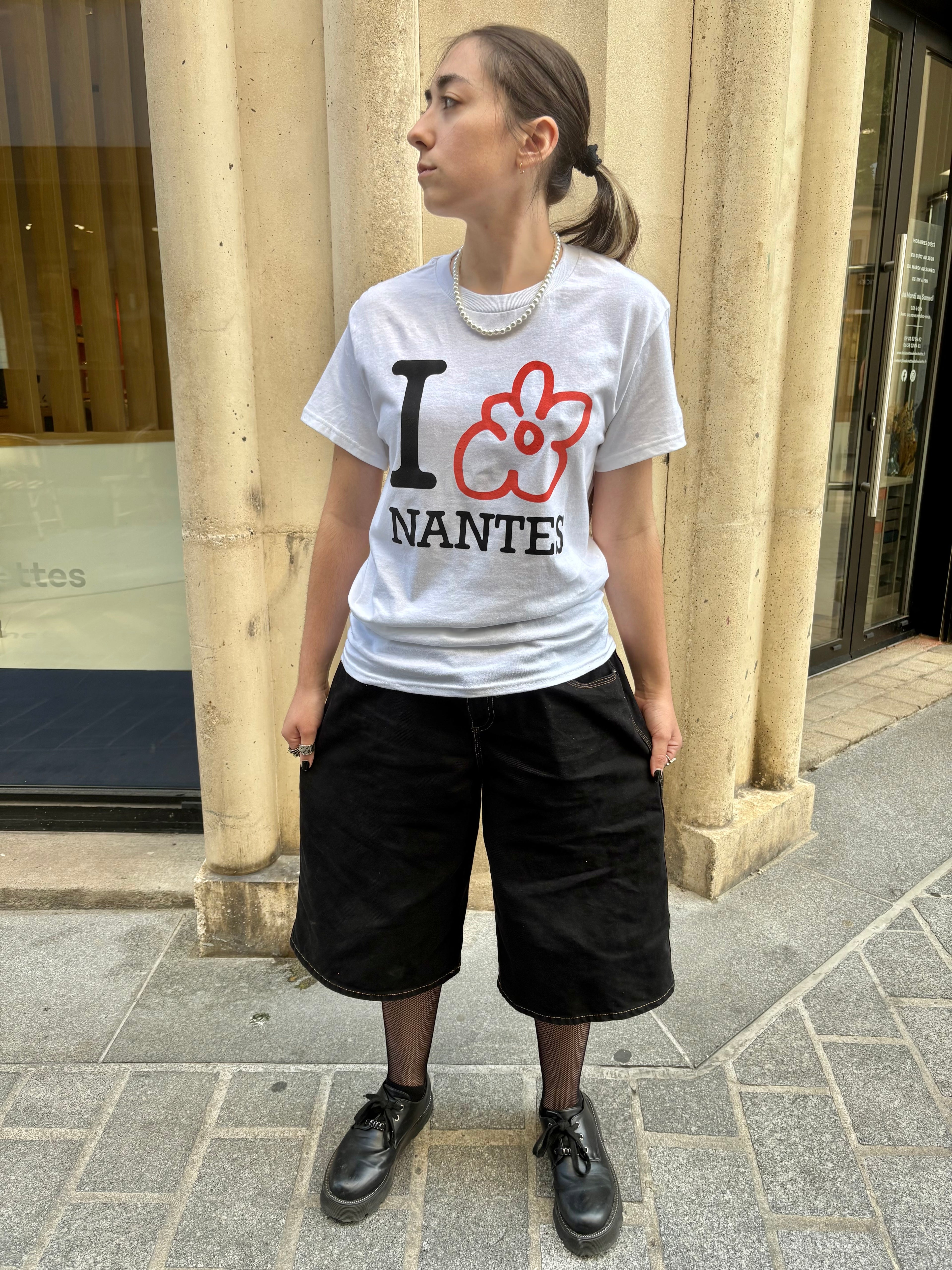 T-shirt I love Nantes - Blanc & Noir/Rouge