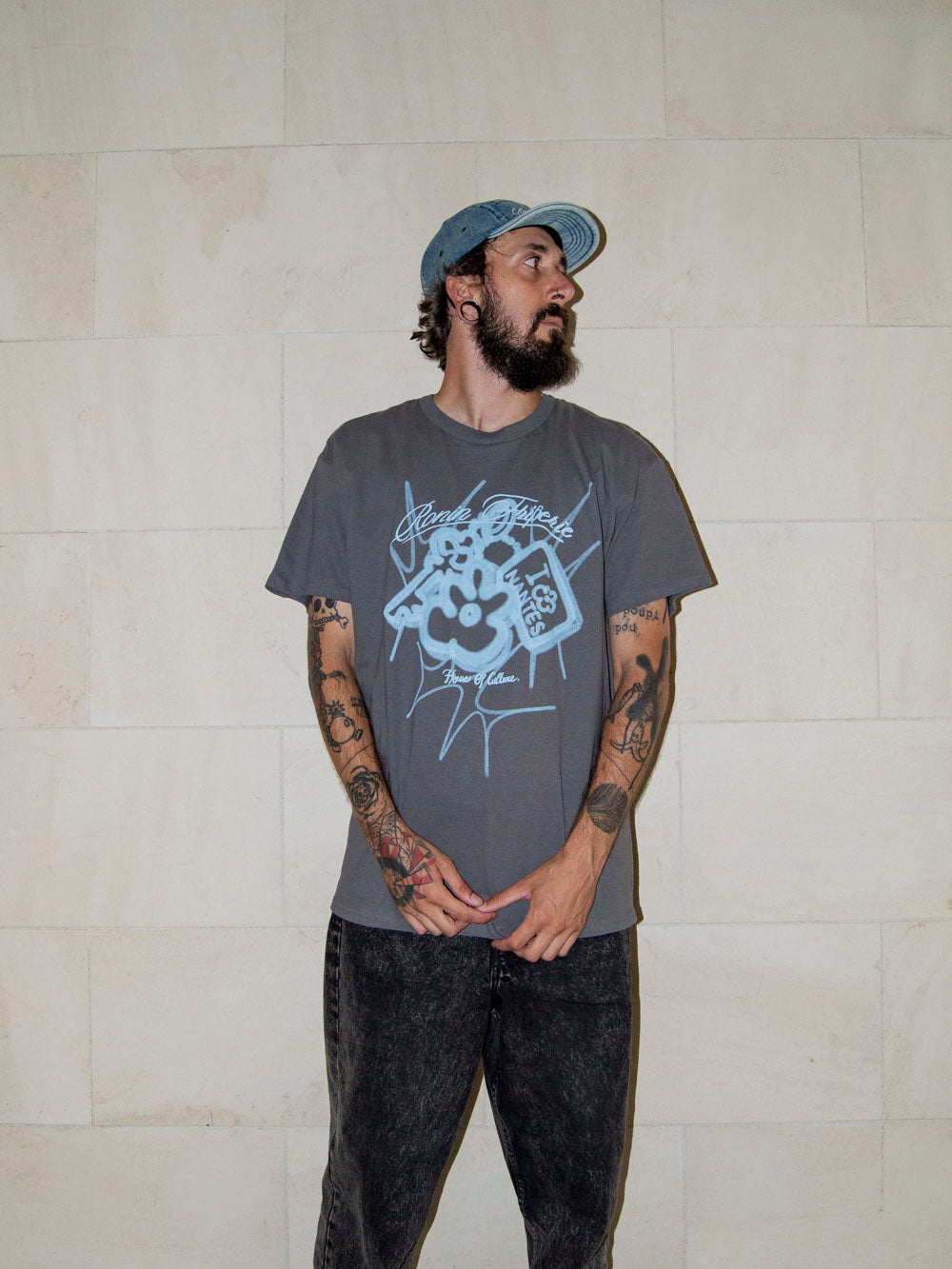 T-shirt House of Culture - Gris/Bleu ciel