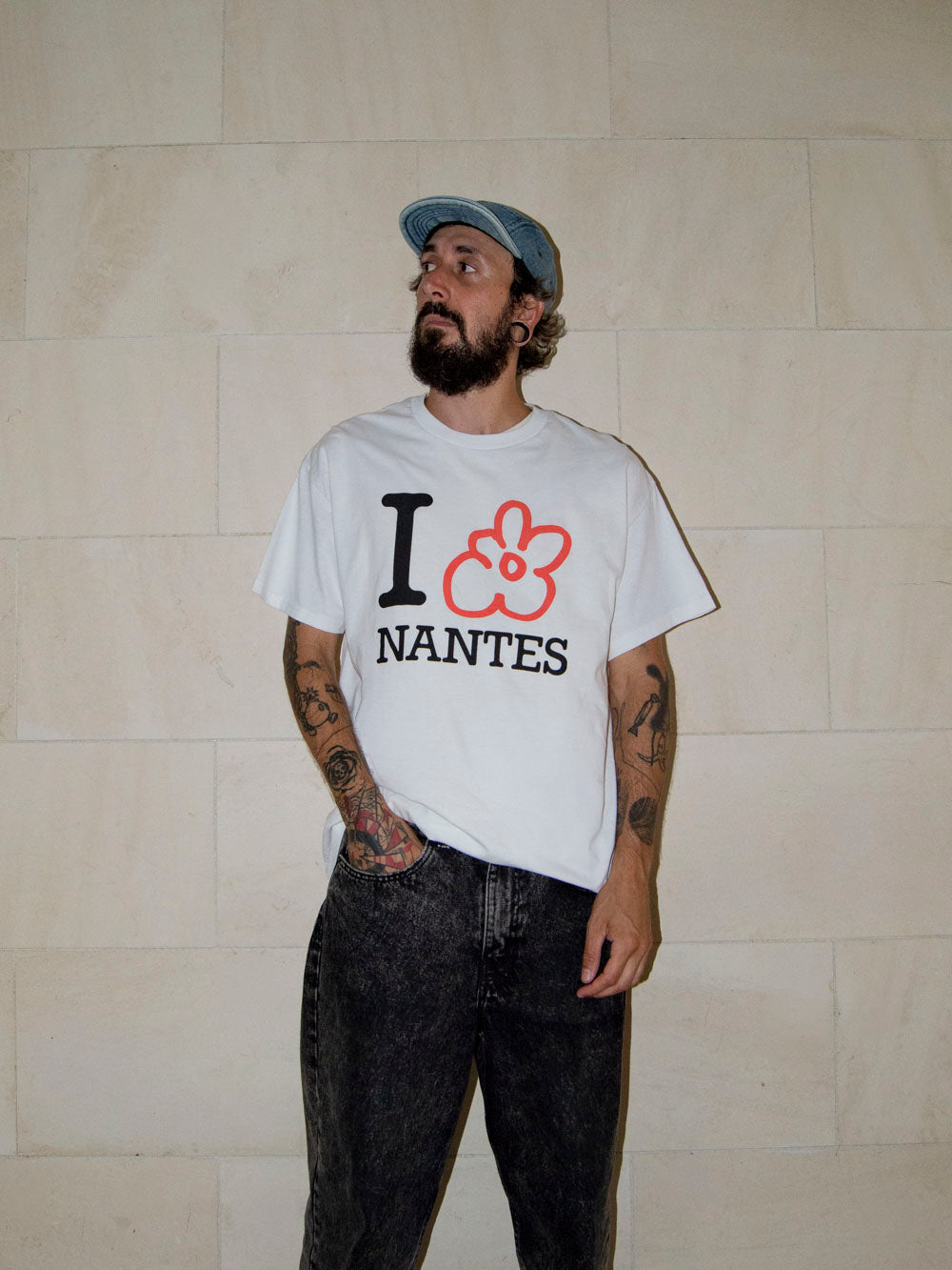 T-shirt I love Nantes - Blanc/Noir & Rouge