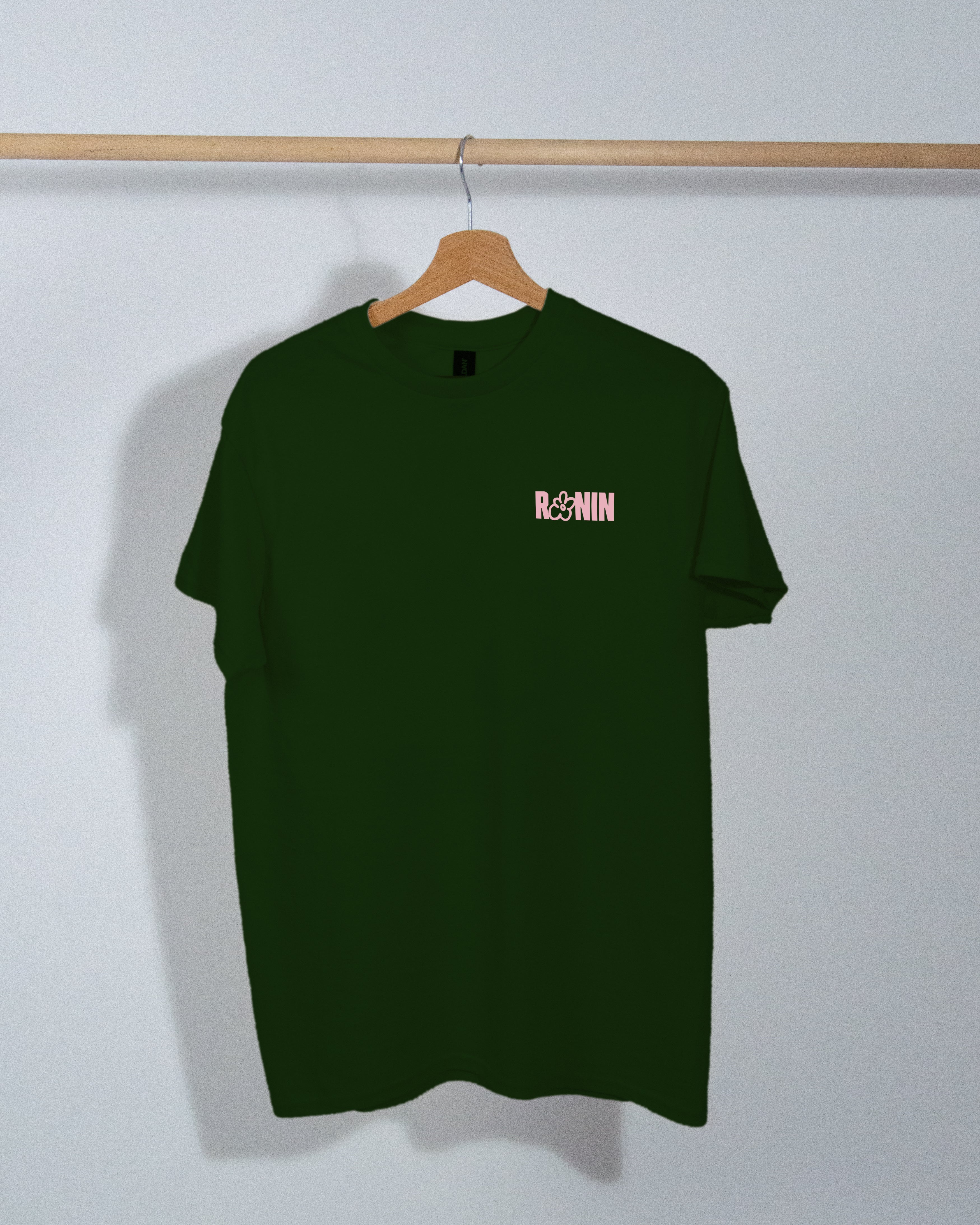 T-shirt Multi Fleurs - Vert forêt/Rose pâle