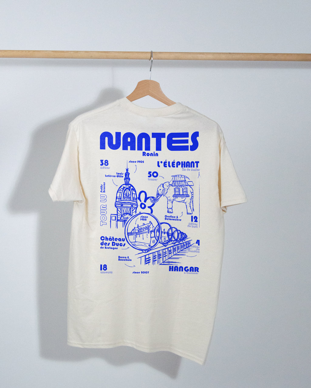 T-shirt Nantes Illustration - Blanc/Bleu Majorelle
