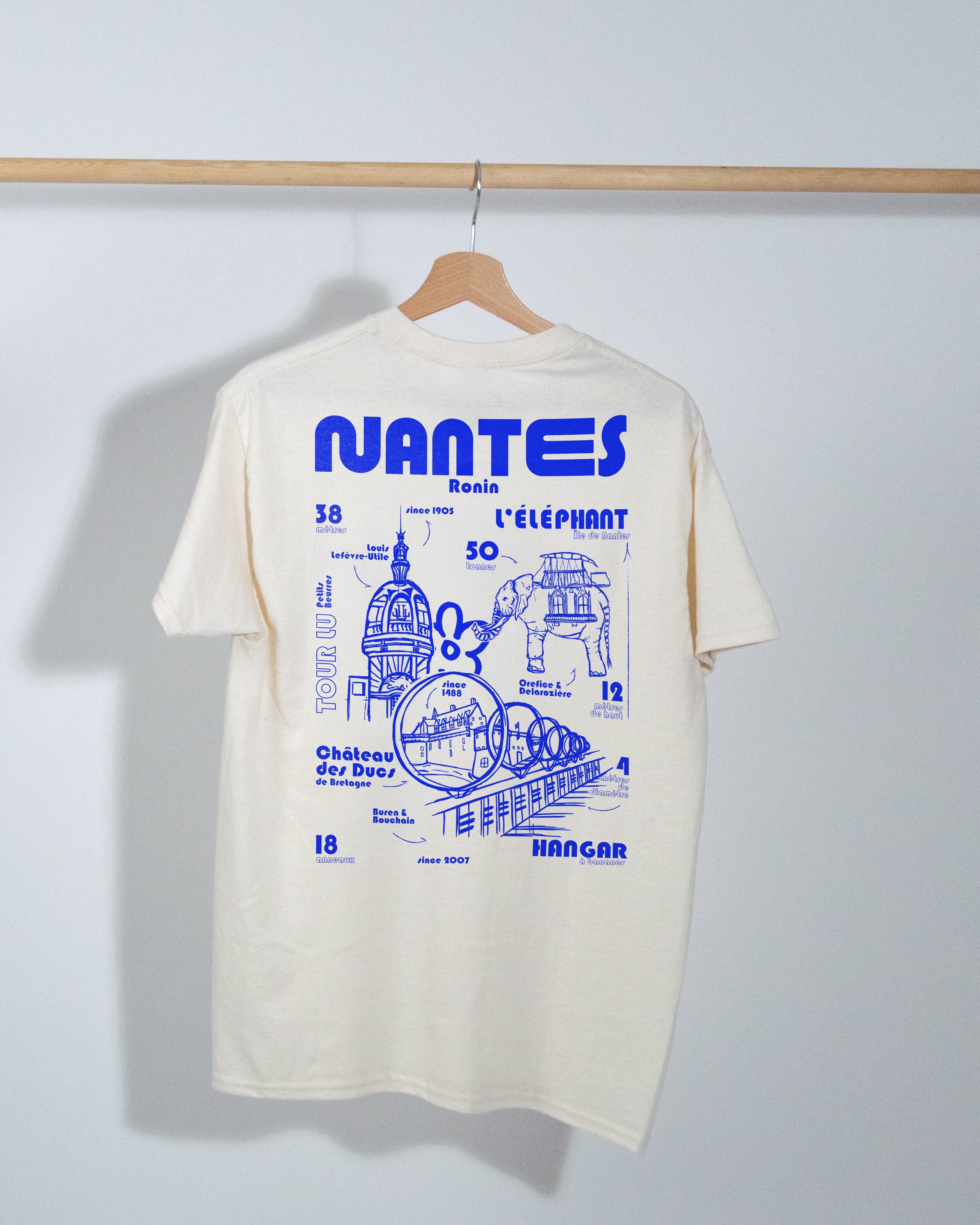 T-shirt Nantes Illustration - Blanc/Bleu Majorelle