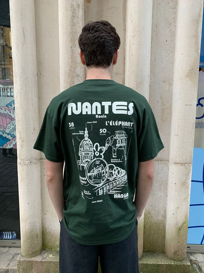 T-shirt Illustration Nantes - Vert forêt & Vanille