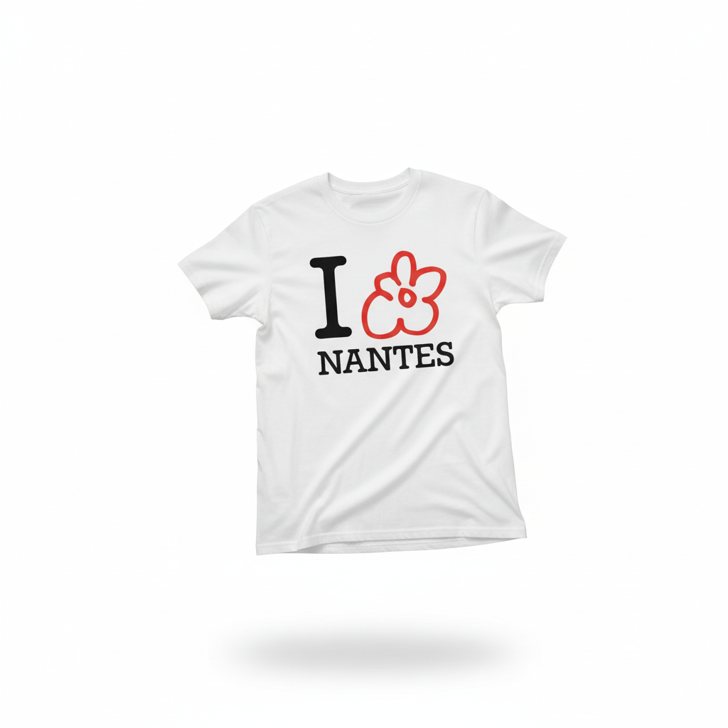 T-shirt I love Nantes - Blanc & Noir/Rouge